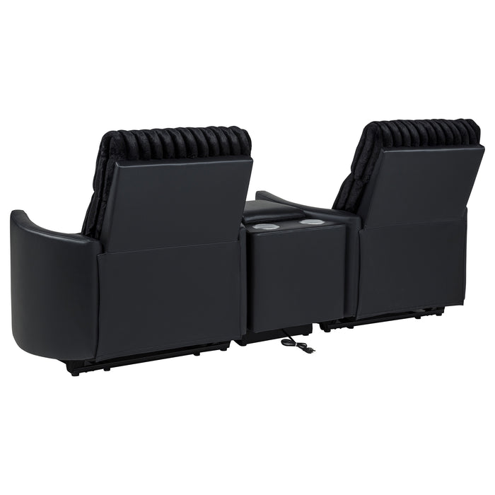 Madden 3-piece Corduroy Upholstered Manual Theater Seating Black
