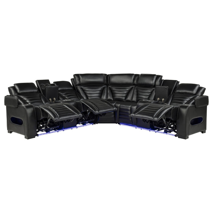 Zuma 3-Piece Dual Power Faux Leather Reclining Sectional Sofa Black
