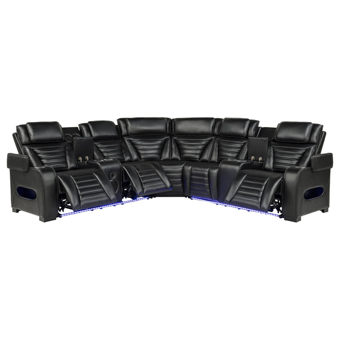 Zuma 3-Piece Dual Power Faux Leather Reclining Sectional Sofa Black