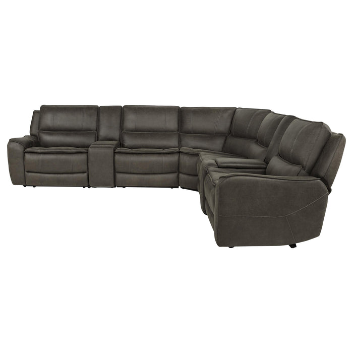 Marcell 7-Piece L-Shaped Power Reclining Sectional with Dual Consoles Grey