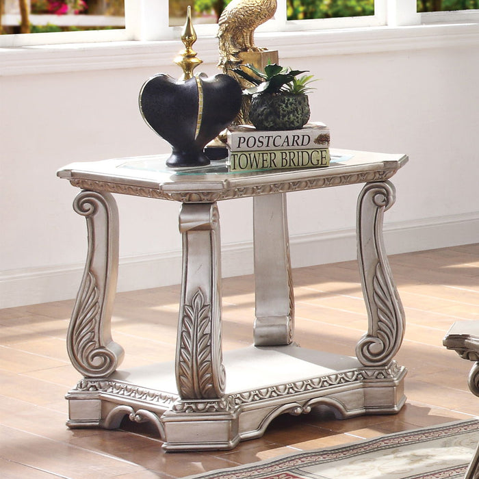 Northville - End Table - Antique Silver & Clear Glass