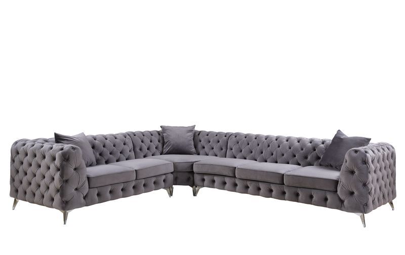 Wugtyx - Sectional Sofa - Dark Grayvelvet - 29"