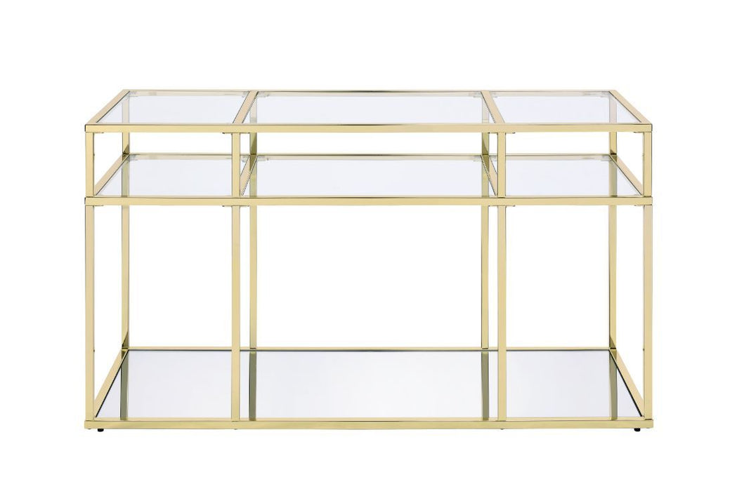 Uchenna - Sofa Table - Clear Glass & Gold Finish