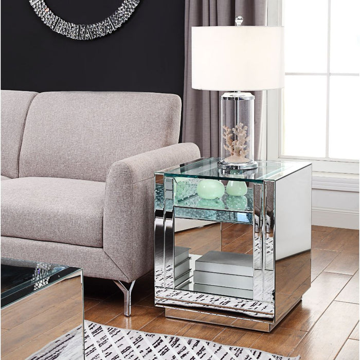 Nysa - End Table - Mirrored & Faux Crystals - 24"