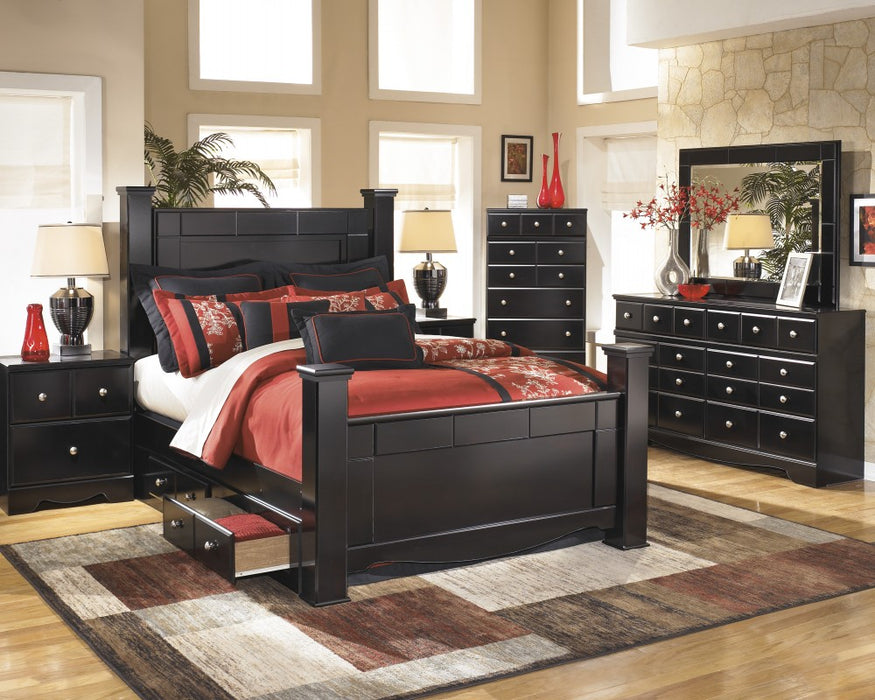Shay Queen Poster Bed with Storage