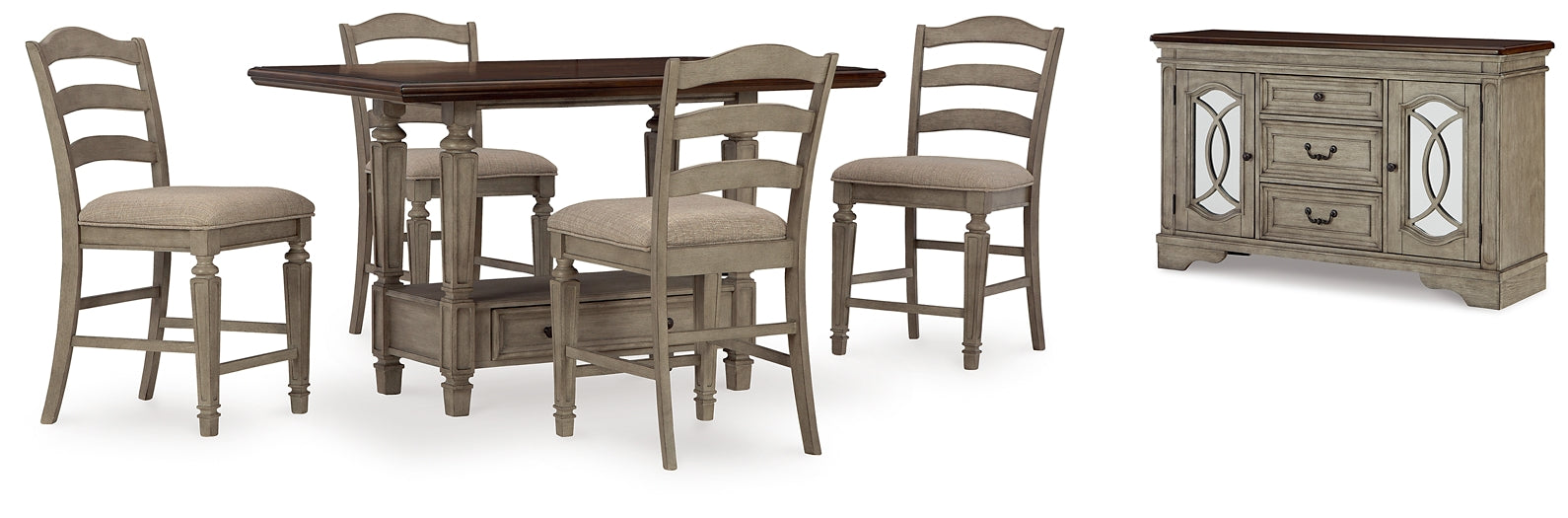 Lodenbay Counter Height Dining Table and 4 Barstools with Storage