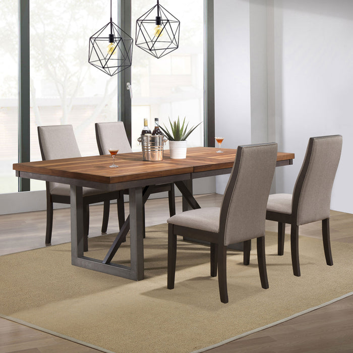 Spring Creek 5-piece Dining Room Set Natural Walnut and Taupe