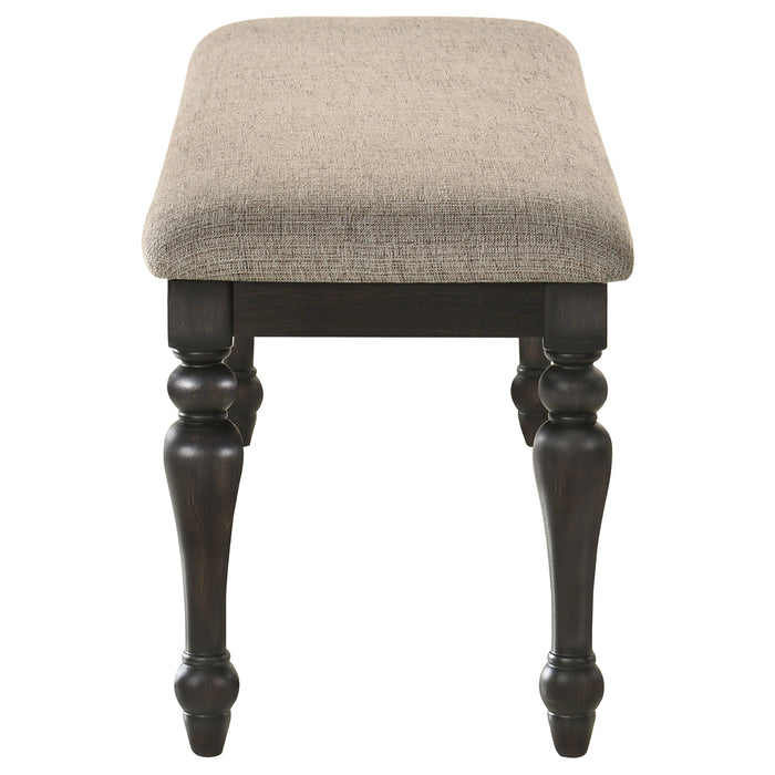Bridget Upholstered Dining Bench Stone Brown and Charcoal Sandthrough