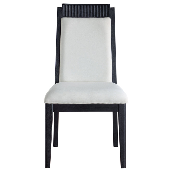 Brookmead Upholstered Dining Side Chair Ivory and Black (Set of 2)
