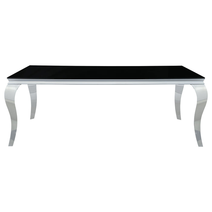 Carone Rectangular Glass Top Dining Table Black and Chrome