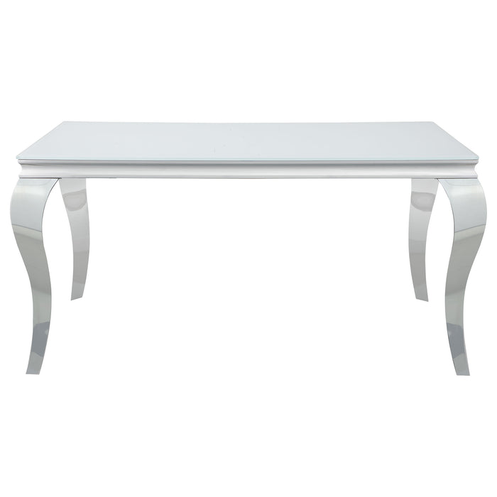 Carone Rectangular Glass Top Dining Table White and Chrome
