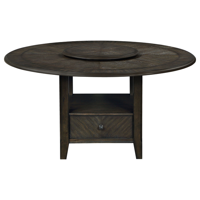Twyla Round Dining Table with Removable Lazy Susan Dark Cocoa