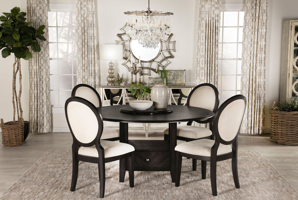 Twyla Round Dining Table with Removable Lazy Susan Dark Cocoa