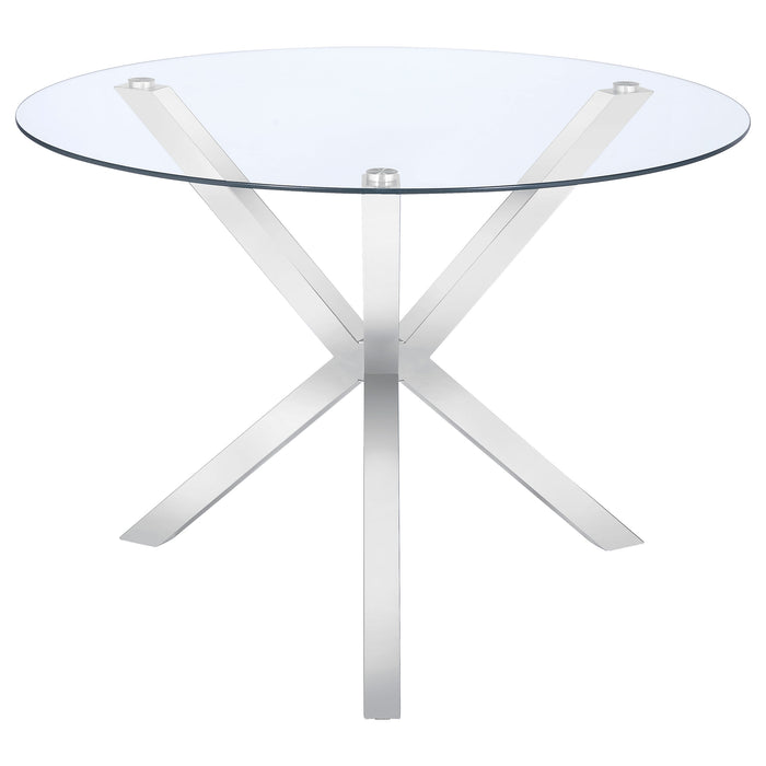 Vance Glass Top Dining Table with X-cross Base Chrome