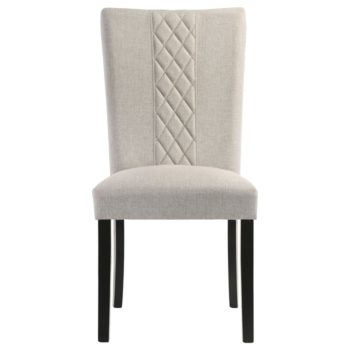 Malia Upholstered Solid Back Dining Side Chair Beige and Black (Set of 2)