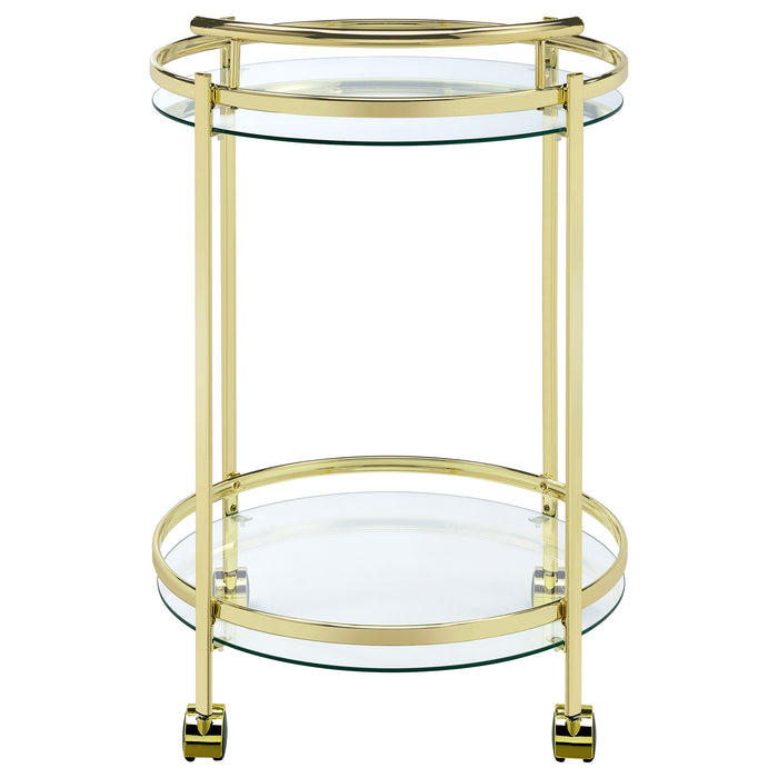 Chrissy 2-tier Round Glass Bar Cart Brass