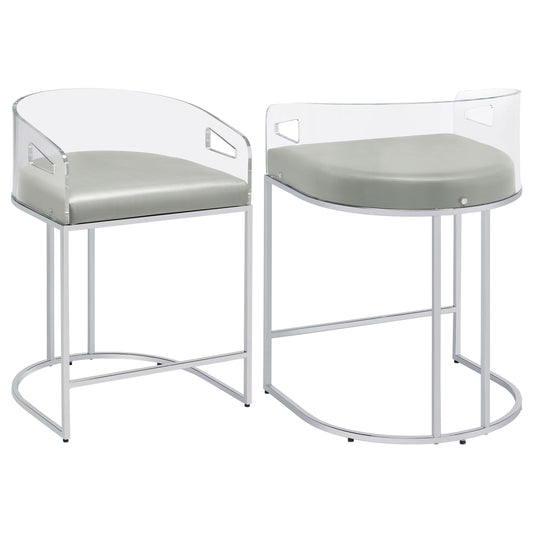 Thermosolis Acrylic Back Counter Height Stools Grey and Chrome (Set of 2)
