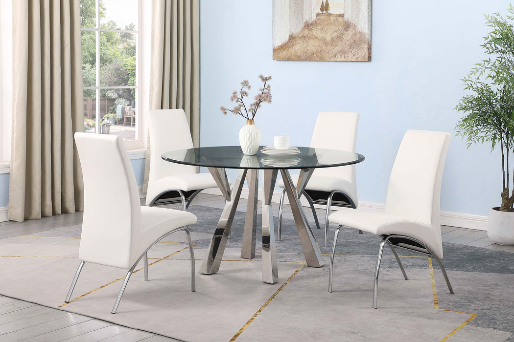 Alaia Round Glass Top Dining Table Clear and Chrome