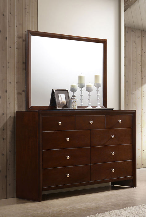 Serenity Rectangular 9-drawer Dresser with Mirror Rich Merlot