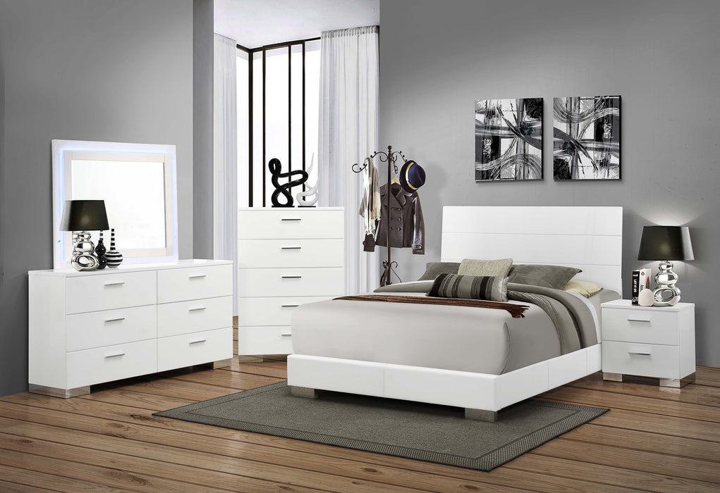 Felicity 5-piece Eastern King Bedroom Set White High Gloss