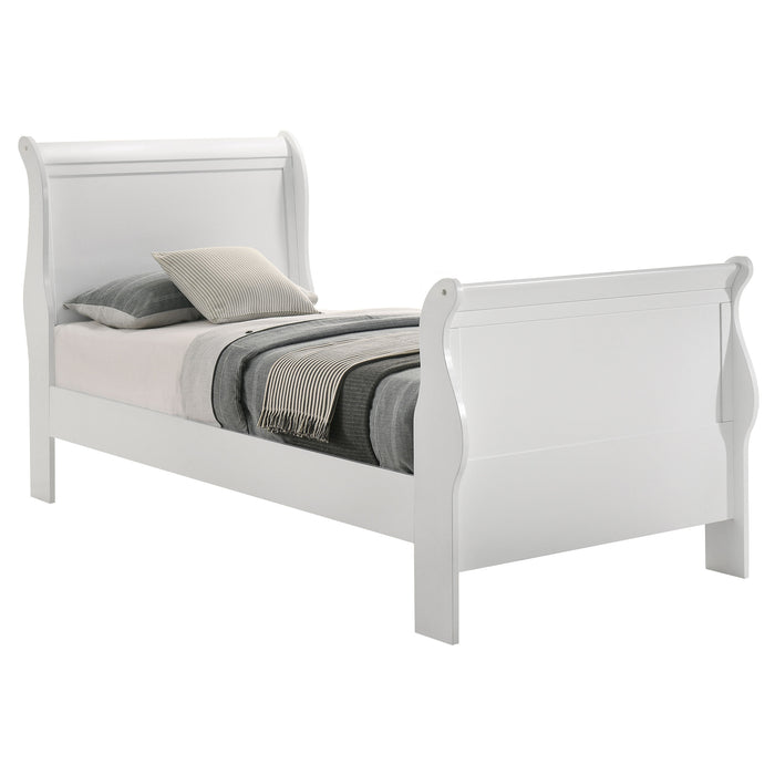 Louis Philippe Wood Twin Sleigh Bed White