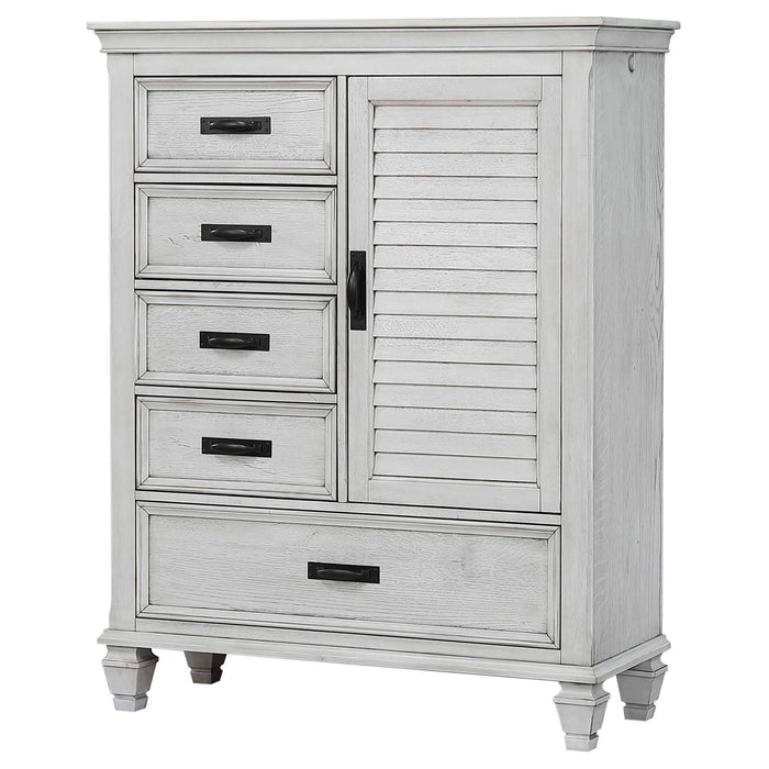 Franco 5-drawer Door Chest Antique White