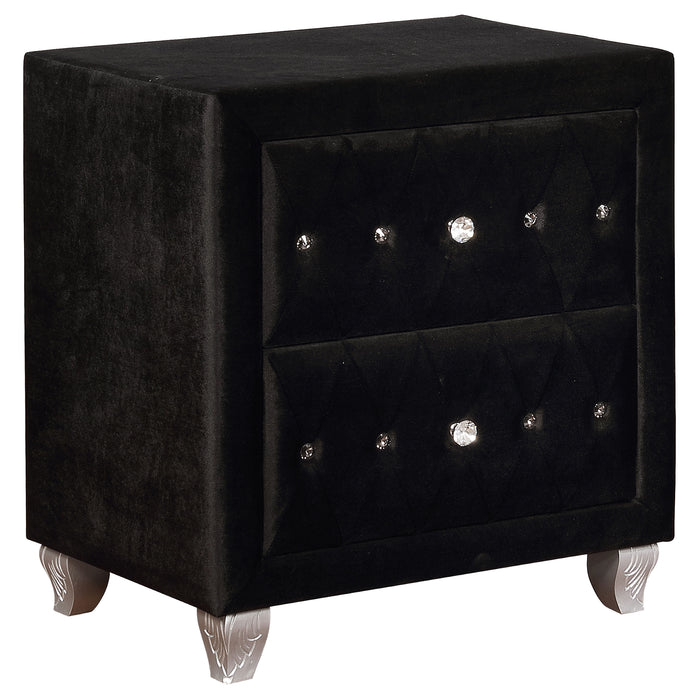 Deanna Upholstered 2-drawer Nightstand Black
