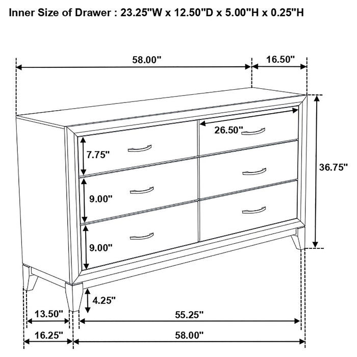 Watson 6-drawer Dresser Grey Oak