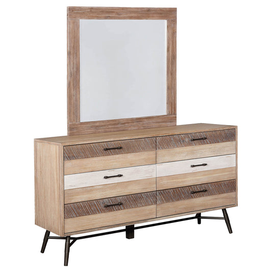 Marlow 6-drawer Dresser with Mirror Rough Sawn Multi