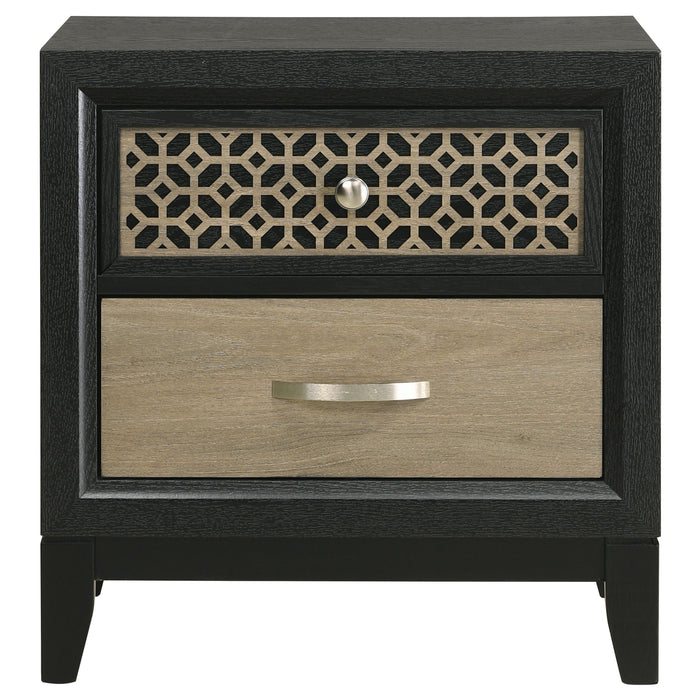 Valencia 2-drawer Nightstand Light Brown and Black