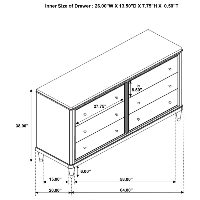 Emberlyn 6-drawer Bedroom Dresser Brown