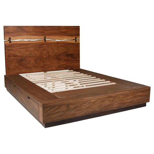 Winslow Wood Queen Storage Panel Bed Smokey Walnut
