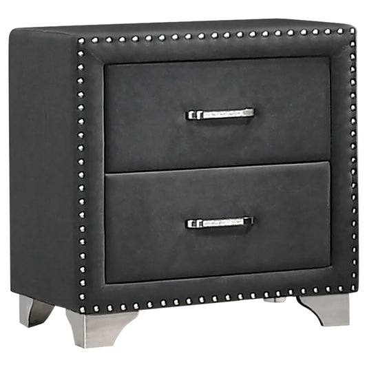 Melody Upholstered 2-drawer Nightstand Grey