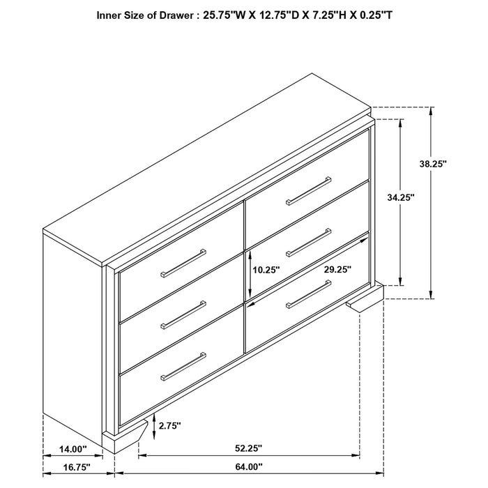 Baker 6-drawer Dresser Brown and Light Taupe