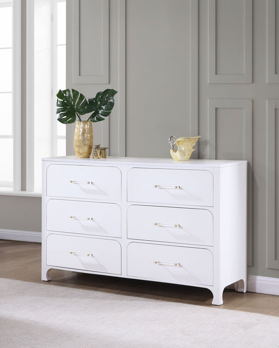 Anastasia 6-drawer Bedroom Dresser Pearl White