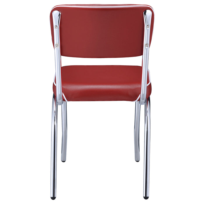 Retro Open Back Side Chairs Red and Chrome (Set of 2)