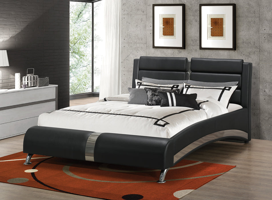Jeremaine Upholstered Queen Sleigh Bed Black