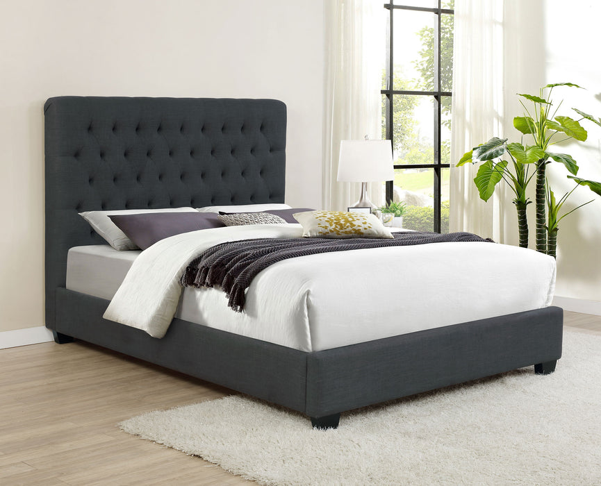Chloe Upholstered Queen Panel Bed Charcoal