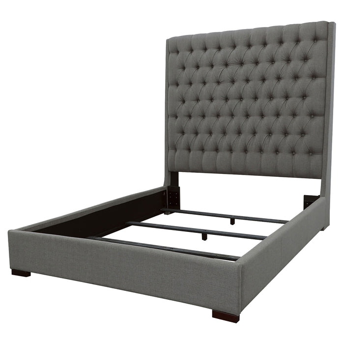 Camille Upholstered California King Panel Bed Grey