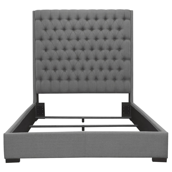 Camille Upholstered California King Panel Bed Grey