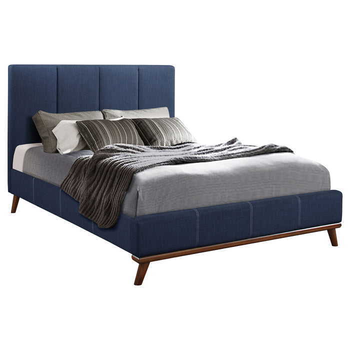 Charity Upholstered Queen Panel Bed Blue