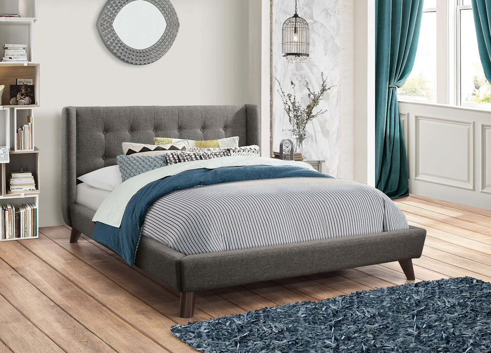 Carrington Upholstered Eastern King Wingback Bed Grey
