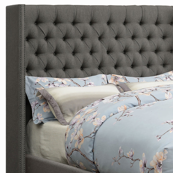 Bancroft Upholstered Queen Wingback Bed Grey