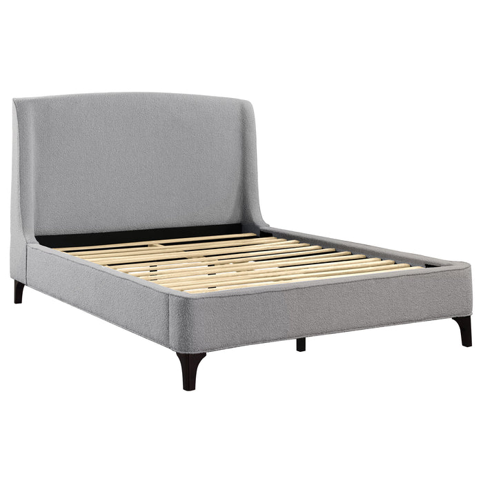 Mosby Upholstered Eastern King Wingback Bed Grey