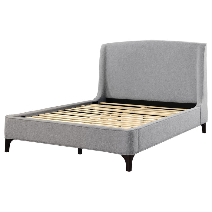 Mosby Upholstered Eastern King Wingback Bed Grey