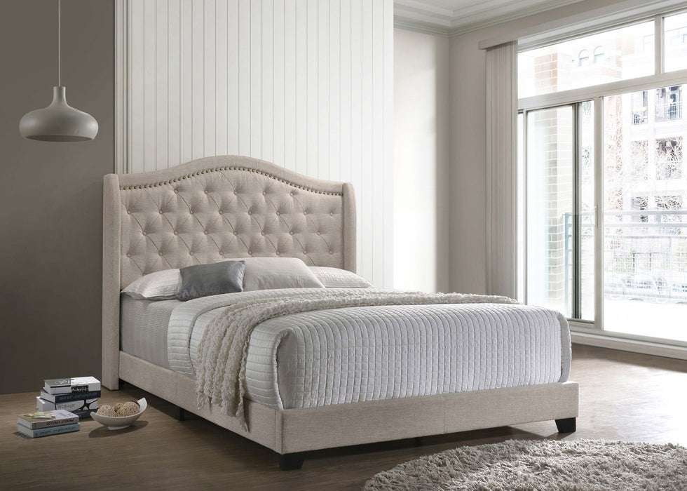 Sonoma Upholstered Full Wingback Bed Beige