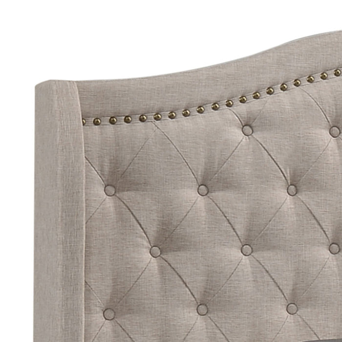 Sonoma Upholstered Queen Wingback Bed Beige