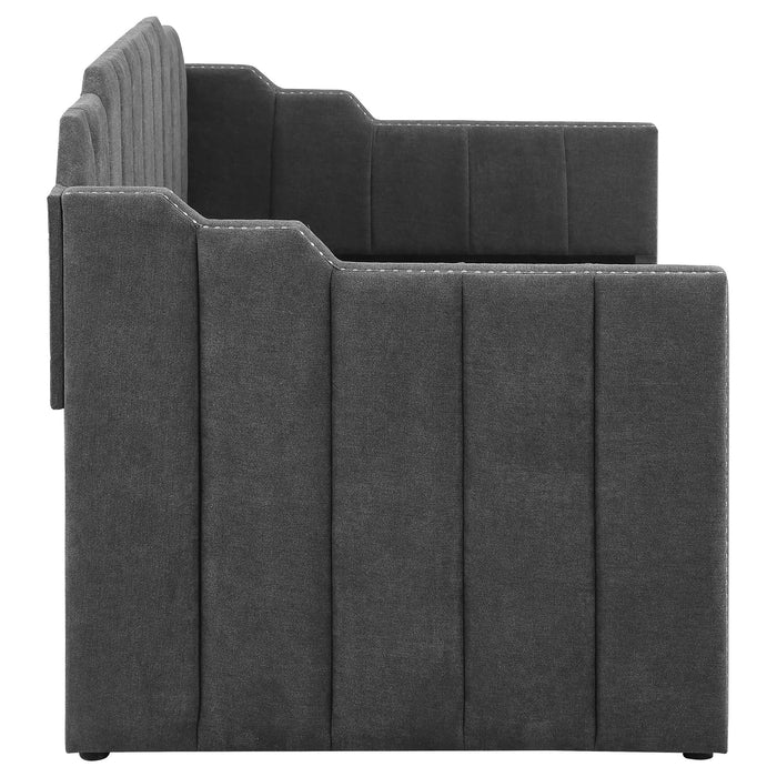 Kingston Upholstered Twin Daybed with Trundle Charcoal