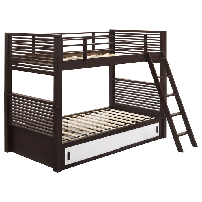 Oliver Wood Twin Over Twin Bunk Bed Java
