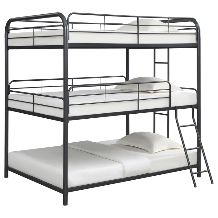 Garner Triple Full Bunk Bed with Ladder Gunmetal